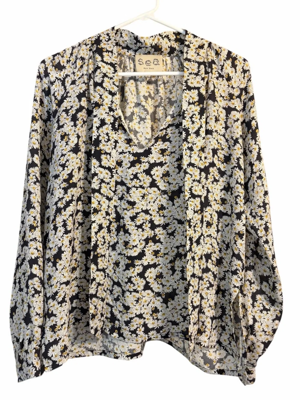 Sea New York Daisy Floral Silk Blouse Size 2 Cottagecore Feminine Farmcore